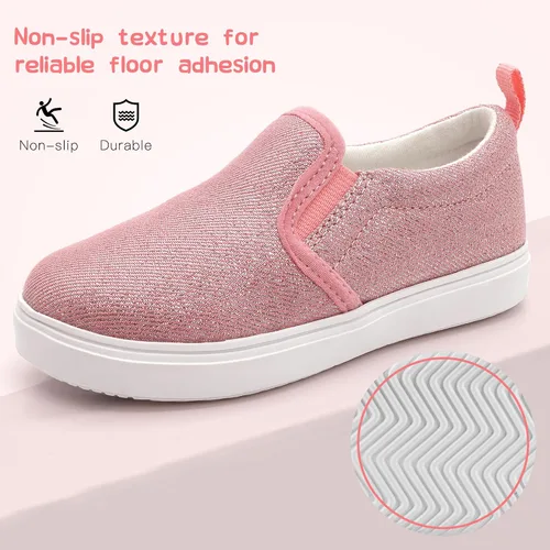 Vista 5 de Zapatos deportivos de lona sin cordones para niños y niñas pequeños para caminar, mocasines casuales de tenis para niños pequeños