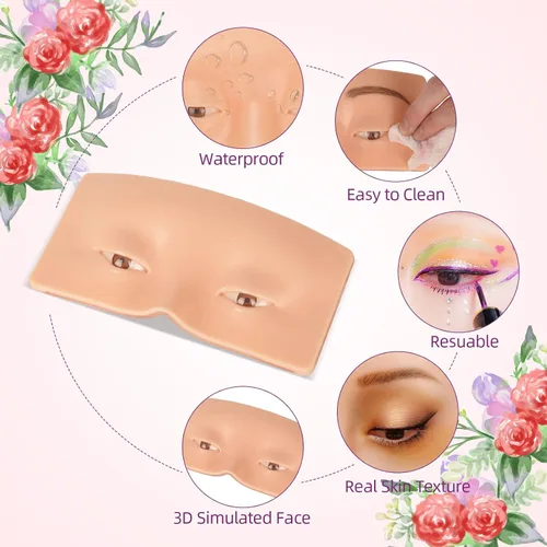 Vista 2 de JimKing - Tabla de maquillaje para practicar maquillaje, para profesionales y principiantes, modelo realista 3D para extensiones de pestañas