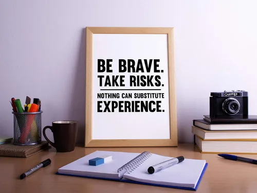 Vista 8 de Be Brave Take Risks Nothing Can Substitute Experience Poster Print, Inspirational Print, Motivational Quotes, Office Art, Cubicle Picture, Home Wall