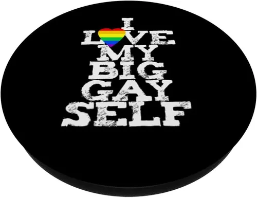 Vista 2 de Rainbow Heart I LOVE MY BIG GAY SELF self care esteem rights PopSockets Adhesive PopGrip