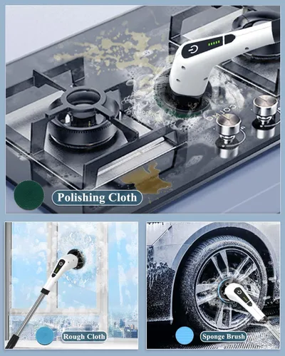 Vista 2 de Limpiador eléctrico giratorio para limpiar el baño: limpiador de ducha eléctrico inalámbrico - Cepillo de limpieza eléctrico para bañera de azulejos