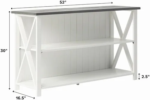 Vista 3 de Walker Edison - Estantería de madera de 2 niveles, librero, gabinete para el hogar, oficina.