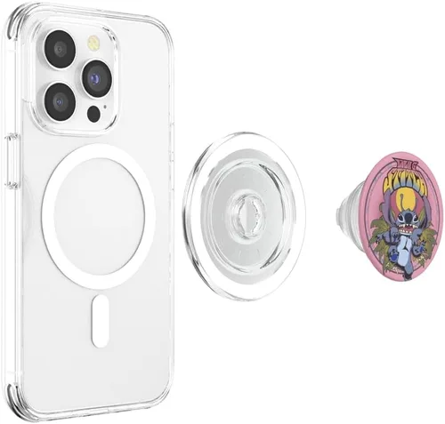 Vista 4 de Disney Lilo & Stitch - PopSockets MagSafe PopGrip con diseño floral de puntada monstruosa para iPhone