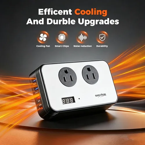 Vista 4 de inversor de corriente para coche de 300 W, adaptador de toma de corriente para coche CC 12 V a CA 110 V con USB-C PD 25W, QC3.0 y pantalla LCD
