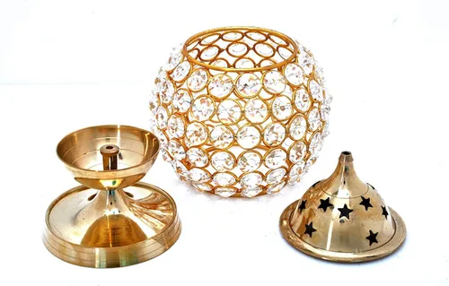 Vista 3 de Hashcart Latón Akhand Pooja Diya para Diwali – Akhand Jyot Diwali Dia – Puja Kutthu Vilakku Deepam Kodiyu Dewali Decoración Portavelas – Lámpara