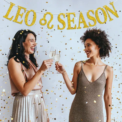 Vista 4 de Cartel de la temporada de Leo, cartel de Big Leo Energy, 12 Constelaciones Tema de Historia de Feliz Cumpleaños, Suministros de Decoración de Fiesta