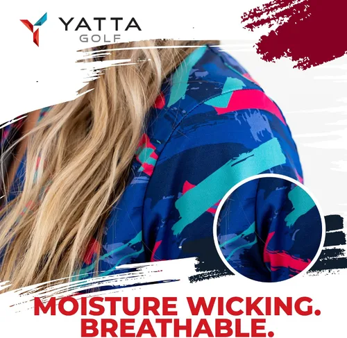 Vista 4 de YATTA GOLF Polo de golf para mujer, resistente a las arrugas, absorbe la humedad y cuello en V para mujer