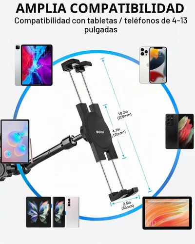 Vista 8 de Soporte de tableta de coche resistente para techo corredizo - [Ventosa fuerte] Soporte de tableta para parabrisas para camión con brazo de metal