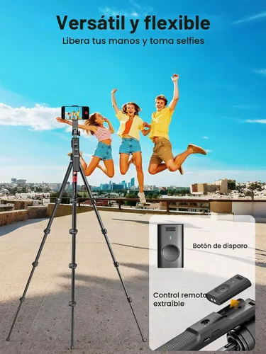 Vista 3 de USKEYVISION Trípode de seguimiento facial automático para iPhone con rotación de 360° con soporte para cámara, trípode de teléfono con control