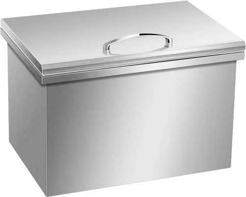 Vista 8 de Baúl de hielo con tapa, enfriador de hielo de acero inoxidable incluido, tubo de drenaje y tapón de drenaje, cubo de hielo para cocina al aire libre