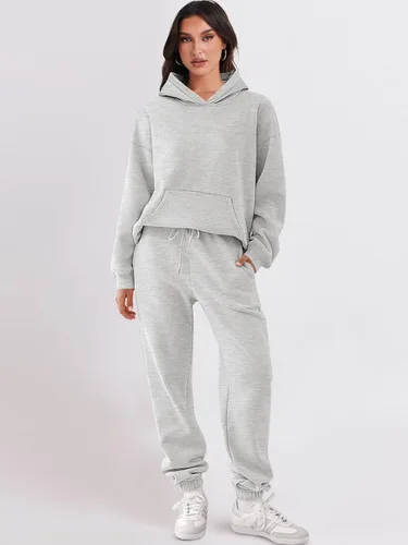 Vista 9 de ANRABESS Conjunto de 2 piezas para mujer, sudadera con capucha de gran tamaño, pantalones deportivos Y2K, ropa de otoño