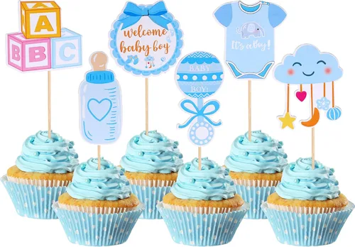 Vista 11 de 40 PIEZAS Oh Baby Cupcake Toppers Cisne Chupete Mameluco Carrito de Bebé Oso Niña Cupcake Picks Es un Niño Decoraciones de Baby Shower para Niños