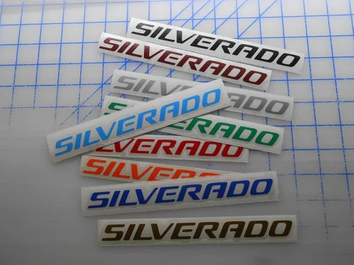 Vista 2 de Calcomanía de vinilo compatible con camiones Silverado (5.5 x .5 pulgadas, azul ártico)