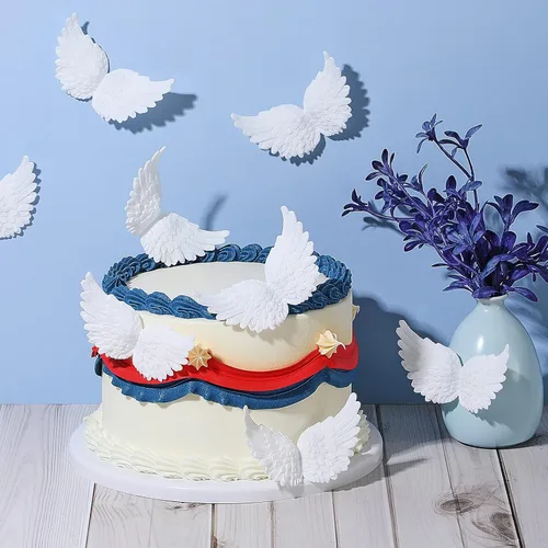Vista 3 de Yalikop Alas de ángel de plástico 3D para manualidades, disfraz de plumas blancas, mini alas para decoración de manualidades, accesorios
