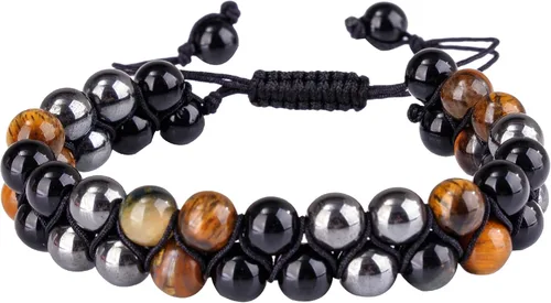 Vista 10 de Triple Protection Bracelet,Bracelets for Men Women, Natural Tiger Eye Jewelry Stone Hematite and Blue Stone Hematite 8mm Crystal Bracelet