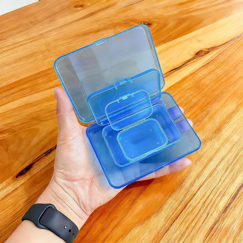 Vista 8 de LJY Contenedores de almacenamiento de plástico de 28 piezas con tapas (3 tamaños surtidos), caja organizadora rectangular, cajas de almacenamiento