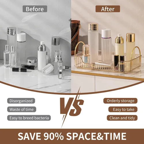 Vista 2 de YCIA&DONE Organizador de Baño para Encimera, Almacenamiento de Maquillaje, Estante de Bandeja para Cosméticos para Cuidado de la Piel, Soporte