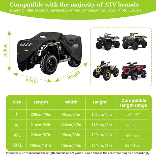 Vista 6 de Cubierta 600D ATV Impermeable de Alta Resistencia, Portátil, para 4 Ruedas, Impermeable al Aire Libre, Cubierta Quad para Todo Tipo de Clima