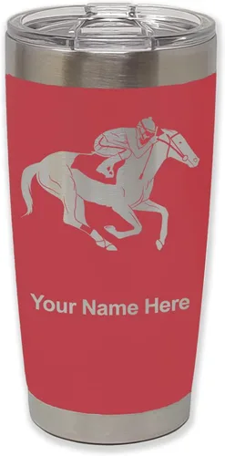 Vista 25 de LaserGram Vaso aislado al vacío de 20 onzas, carreras de caballos, grabado personalizado incluido (negro)