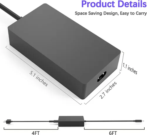 Vista 3 de 199W 15.35V 12.96A Cargador Adaptador de CA Compatible con Microsoft Surface Docking Station 2, Modelo 1931 1917 Microsoft Surface Dock 2 Cable