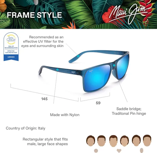 Vista 12 de Maui Jim Polarized Pure Collection Pailolo - Gafas de sol rectangulares para hombre con lentes patentadas Lus2