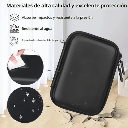 Vista 5 de Funda de transporte compatible con cámara instantánea Fujifilm Instax Mini EVO, bolsa de viaje con bolsillo de malla para fotos, cables USB Negro