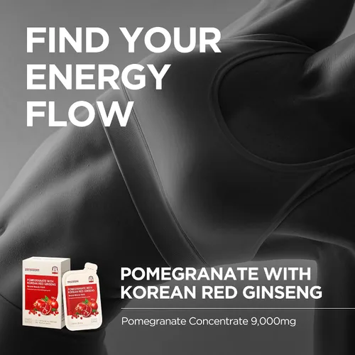 Vista 2 de JUNG KWAN JANG Granada con ginseng rojo coreano, bebida energética líquida vegana con dulzura natural de agave y extractos de uva, sin cafeína, sin