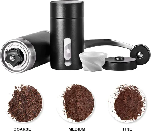 Vista 7 de PARACITY Molinillo de café manual de acero inoxidable, molinillo de granos de café manual con rebaba de cerámica para Aeropress, café por goteo