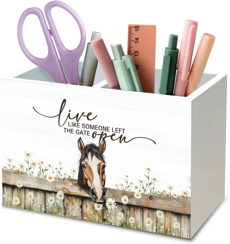 Vista 15 de DILSJ Organizador inspirador de 2 compartimentos para lápices, organizador para escritorio, amantes de los pollos regalos para mujeres, Live Like