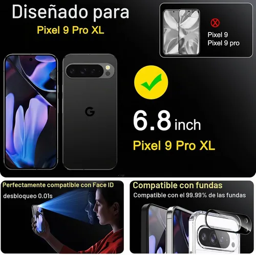 Vista 2 de Ferilinso Paquete de 3 protectores de pantalla de cobertura total para Google Pixel 9 Pro XL [Compatible con estuches para teléfono], paquete de 3