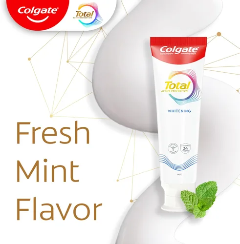 Vista 9 de Colgate Total Active Prevention Pasta dental blanqueadora, pasta dental con flúor blanqueador, fórmula clínicamente probada que combate