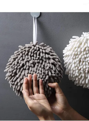 Vista 6 de Ivymei Paquete de 3 toallas de mano de felpilla mullidas, bonitas toallas de mano colgantes con lazo para cocina y baño, toallas de baño de mano