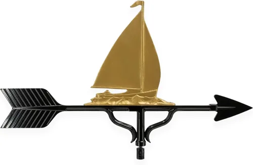 Vista 2 de Montague Metal Products Veleta de 32 pulgadas con adorno de velero dorado Oro