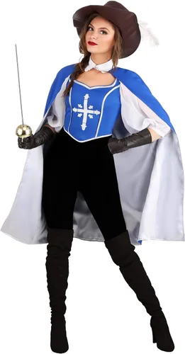 Vista 2 de Fun Costumes - Disfraz de mosquetero para mujer, traje sexy de mosquetero, talla M