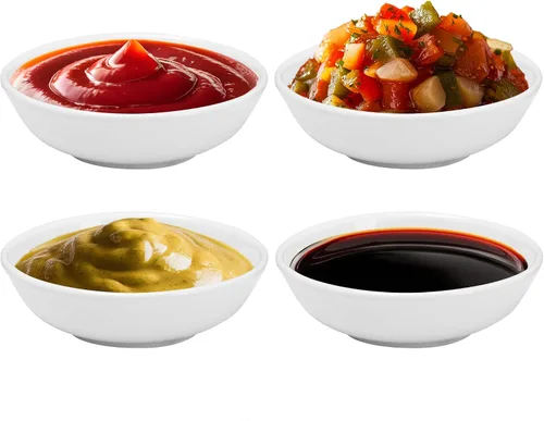 Vista 10 de Vikko Juego de 4 mini cuencos de cerámica para embutidos pequeños, plato redondo de salsa de soja de 1 onza