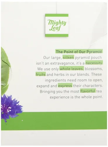 Vista 2 de Té verde tropical de Mighty Leaf, 15 bolsas de hoja entera de 1.32 onzas