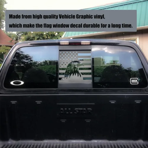 Vista 4 de Adhesivo de vinilo para Ford F150 F250 F350 2004-2014 trasero medio trasero trasero corredera bandera estadounidense águilas negras mate