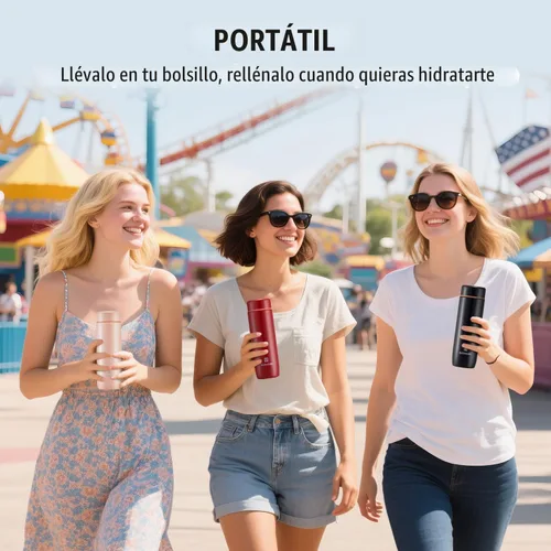 Vista 6 de Botella Térmica Pequeña Delgada Mini con Aislamiento al Vacío Botella de Agua 285ml/9.6oz Frasco de Agua de Acero Inoxidable Botellas de Agua
