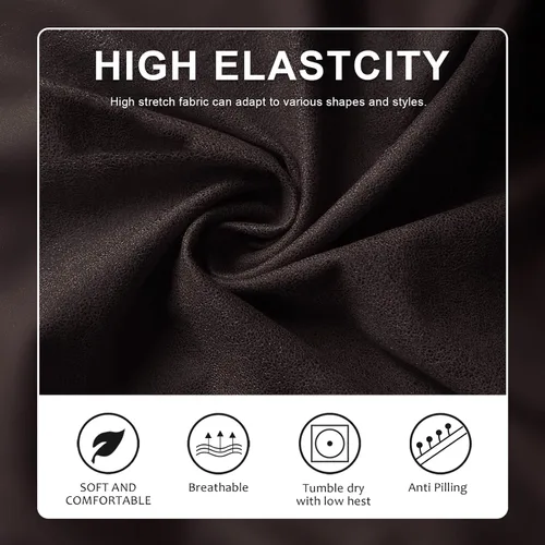 Vista 5 de Fundas de cojín tipo cuero para sofá, juego de fundas protectoras de muebles para sillón seccional, sofá biplaza de tela de elastano elástica