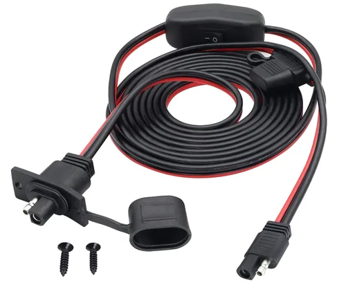 Vista 9 de Cable adaptador de puerto lateral de salida de corriente SAE de 12 AWG con fusible de 20 A, SAE resistente a la intemperie, cable conector