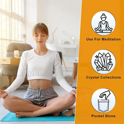 Vista 4 de Crocon® Piedra de palma grande de ojo de tigre de 1.969 in, más de 900 quilates, piedras de bolsillo para equilibrio natural de chakras, piedras