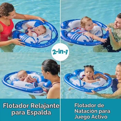Vista 3 de SwimSchool Freestyle - Flotador de piscina para bebé con múltiples posiciones, asiento de seguridad ajustable, natación libre, doble cámara de aire