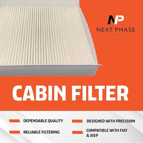 Vista 3 de Paquete de 1 filtro de aire de cabina, fabricado en Estados Unidos, compatible con varios modelos de automóviles Fiat y Jeep. Reemplaza a O.E.