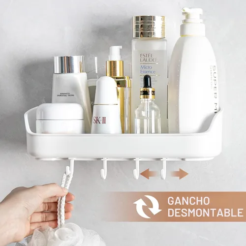 Vista 7 de LUXEAR Organizador de ducha con ventosa extraíble sin perforación, estante de ducha de baño, potente cesta organizadora de ducha, resistente al agua