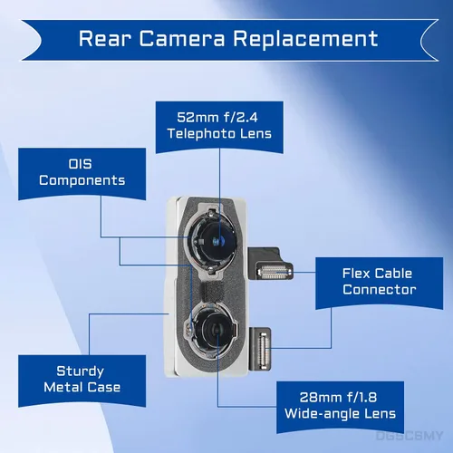 Vista 2 de Para iPhone Xs MAX Cámara Trasera Reemplazo OEM para iPhone Xs Kit 12MP Lente Trasera Principal Piezas con Lente Telefoto Ancho OIS HDR 4K Video