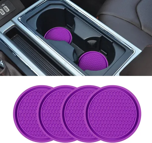 Vista 19 de Posavasos para el automóvil, alfombrilla antideslizante y a prueba de golpes incorporada, inserto de portavasos universal de silicona, portavasos