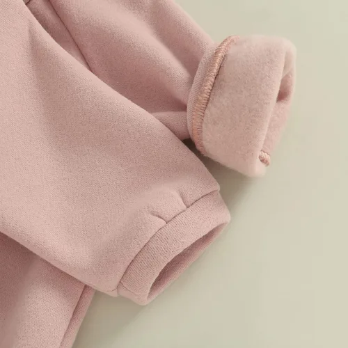 Vista 6 de Mameluco con capucha para bebés y niñas recién nacidos bolsillo sólido manga larga sudaderas con capucha ropa de invierno