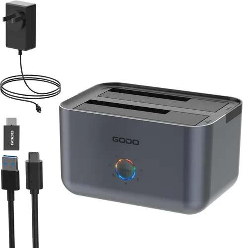Vista 8 de GODO Adaptador de estación de acoplamiento para disco duro SAS/SATA, Caja externa SAS USB 3.0 de 2.5/3.5 pulgadas, convertidor HDD SSD con adaptador