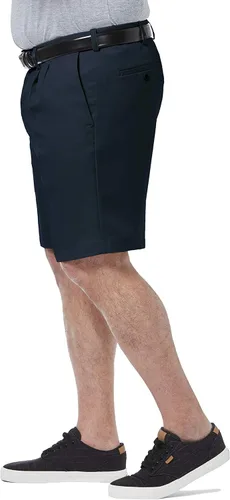 Vista 2 de Haggar Cool 18 Pro - Pantalones cortos de ajuste recto plisado en 4 direcciones con cintura expandible para hombre