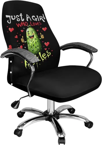 Vista 36 de Xoenoiee Bee Floral Print Office Chair Covers, Stretch Computer Boss Chair Cover with Button High Back Chair Slipcover Anti-Dust Rotating Chair